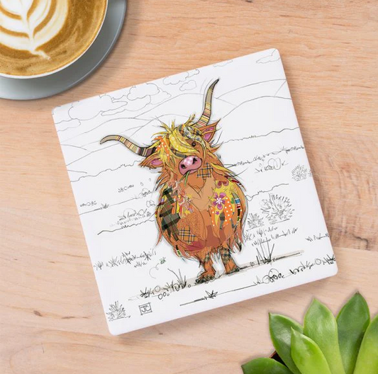 Bug Art 'Hamish Highland Cow' Ceramic Coaster