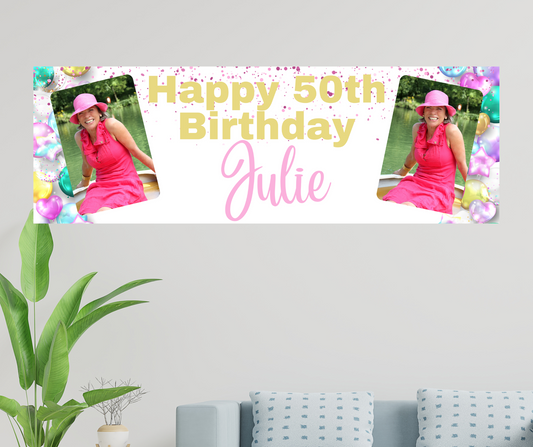 Personalised Birthday Banner -Colourful Photo Design