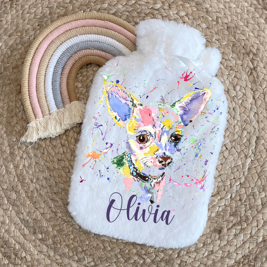 Chihuahua -short haired  personalised hot water bottle