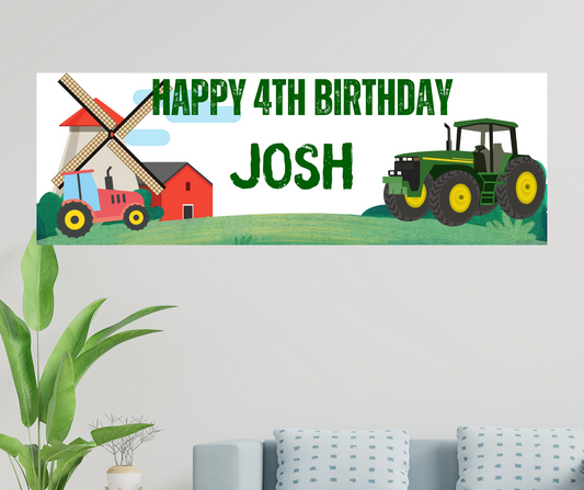 Personalised Birthday Banner -Tractor  Design