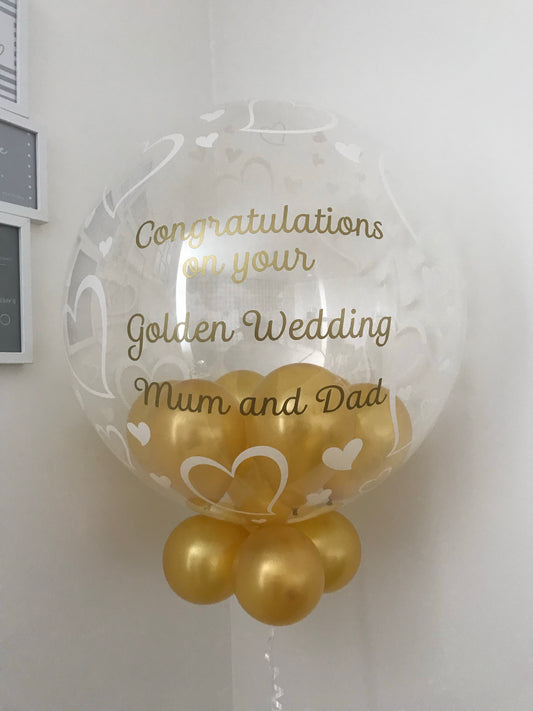 Golden wedding anniversary bubble balloon