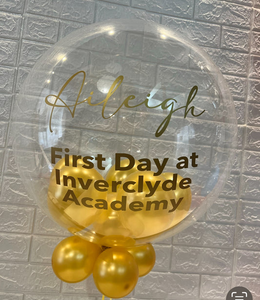Back to school/first day of school bubble balloon