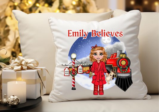 Personalised Christmas Character Cushion Cover, Xmas, Gift, Xmas Eve, Santa