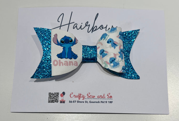 Personalised Stitch  hair bow