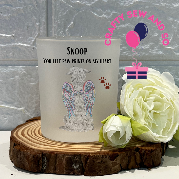 Frosted tea light holder -Dog memorial  Can be personalised