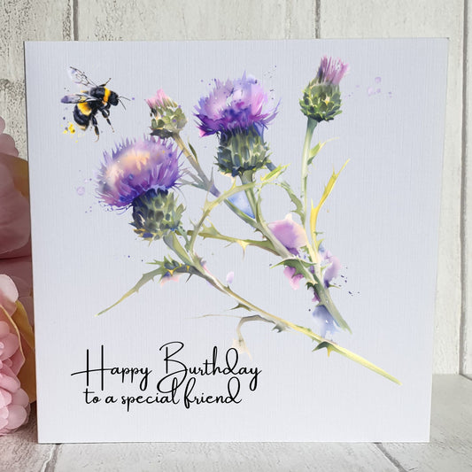 Personalised thistle design card