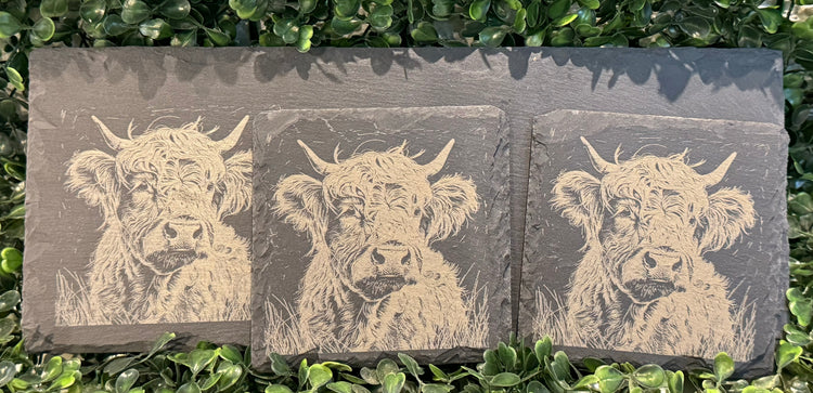 Laser Engraved Slate serving board and coasters