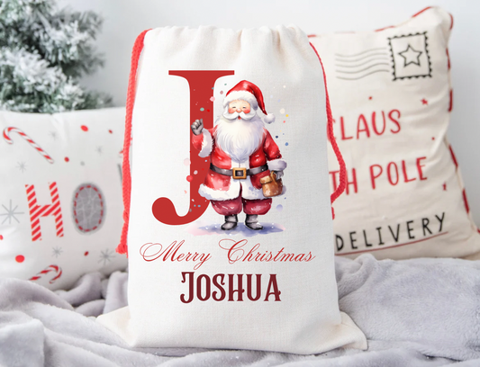 Santa initial design canvas Santa sack