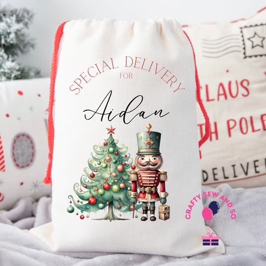 Nutcracker design 2 canvas Santa sack