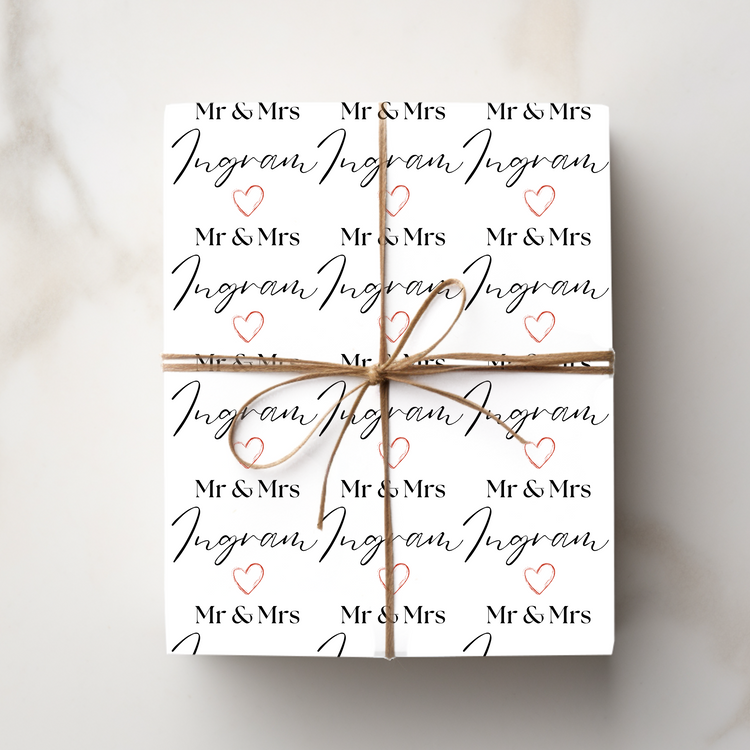 Personalised Wrapping Paper and card -Wedding name