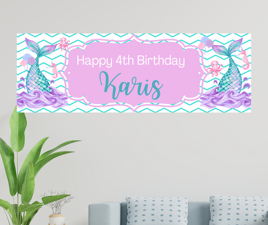 Personalised Birthday Banner -Mermaid Design