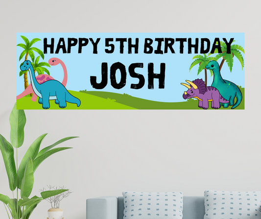 Personalised Birthday Banner -Dinosaur Design