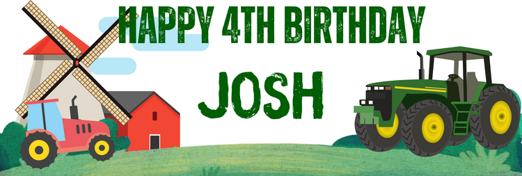 Personalised Birthday Banner -Tractor  Design