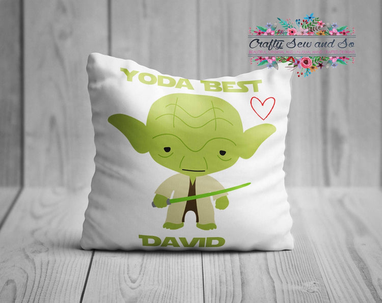 Personalised Cushion printed with Yoda Best