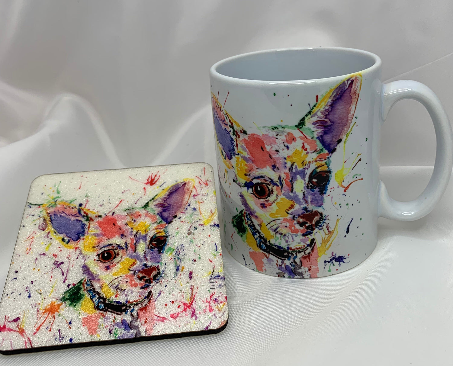 Chihuahua lover gift set. Personalised mug and coaster. Gift for her gifts pets chihuahua