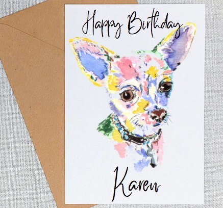 Personalised Chihuahua card Gift. Chihuahua Gifts. Gifts For Her. Dog Lover Gifts.