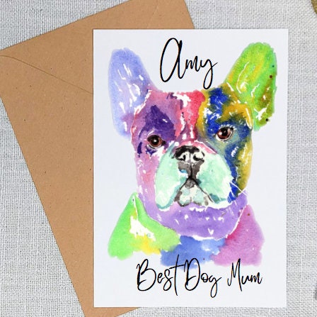 Personalised French bulldog card Gift. Frenchie Gifts. Gifts For Her. Dog Lover Gifts.