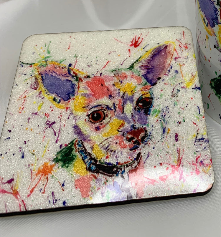 Chihuahua lover gift set. Personalised mug and coaster. Gift for her gifts pets chihuahua