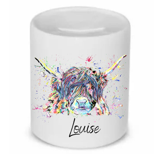 Highland Cow Print Moneybox