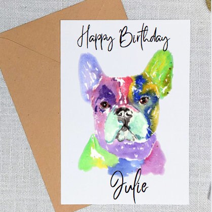 Personalised French bulldog card Gift. Frenchie Gifts. Gifts For Her. Dog Lover Gifts.