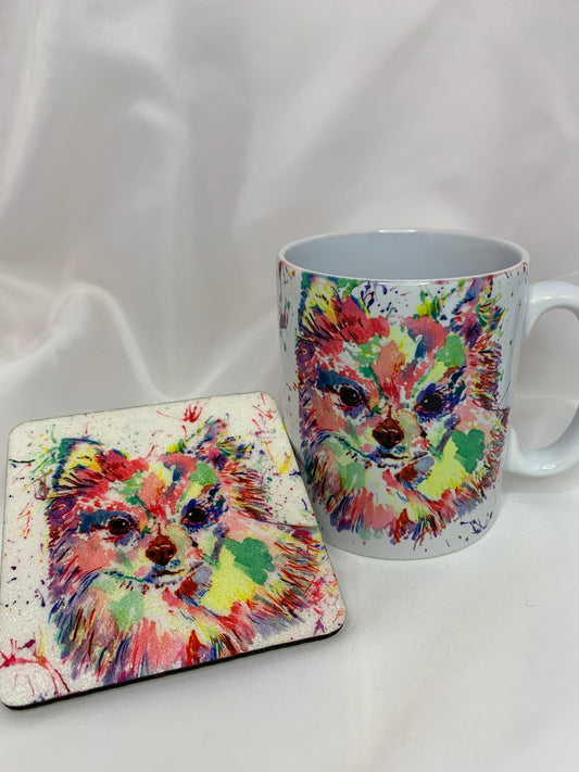 Long haired chihuahua print Mug and coaster