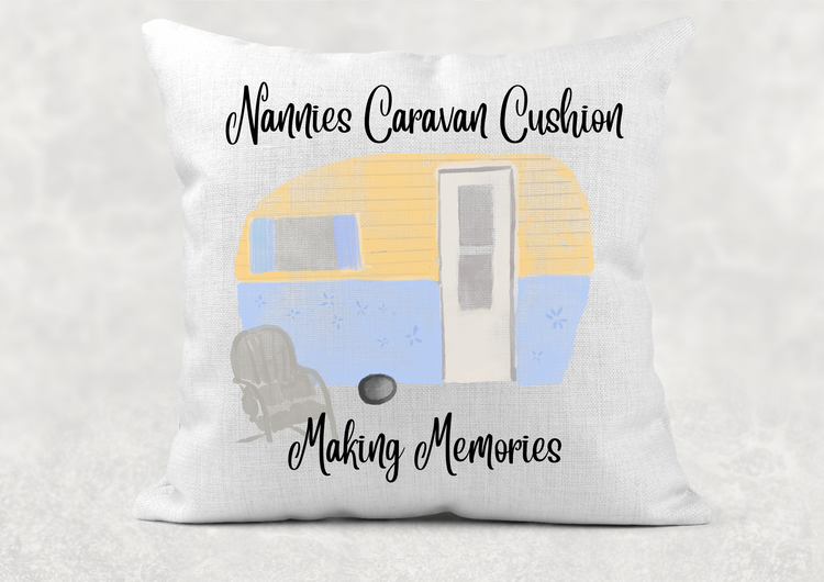 Nannies gran mum dad granda  Caravan print Cushion