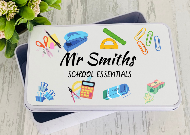 Personalised tin teacher gift teacher school essentials